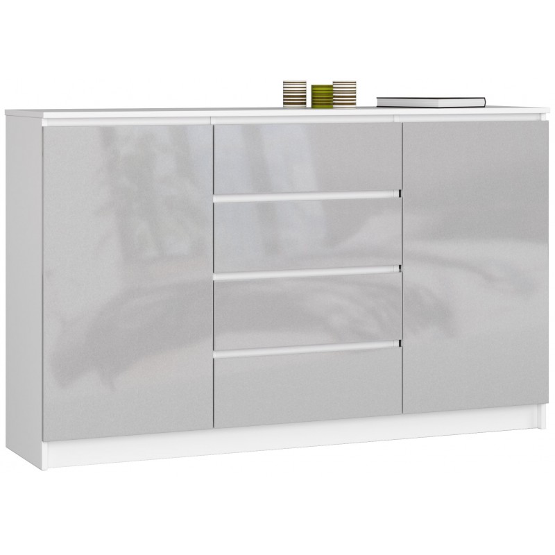KOMODA K 160 cm 2 DRZWI 4 SZUFLADY METALIK WYSOKI POŁYSK