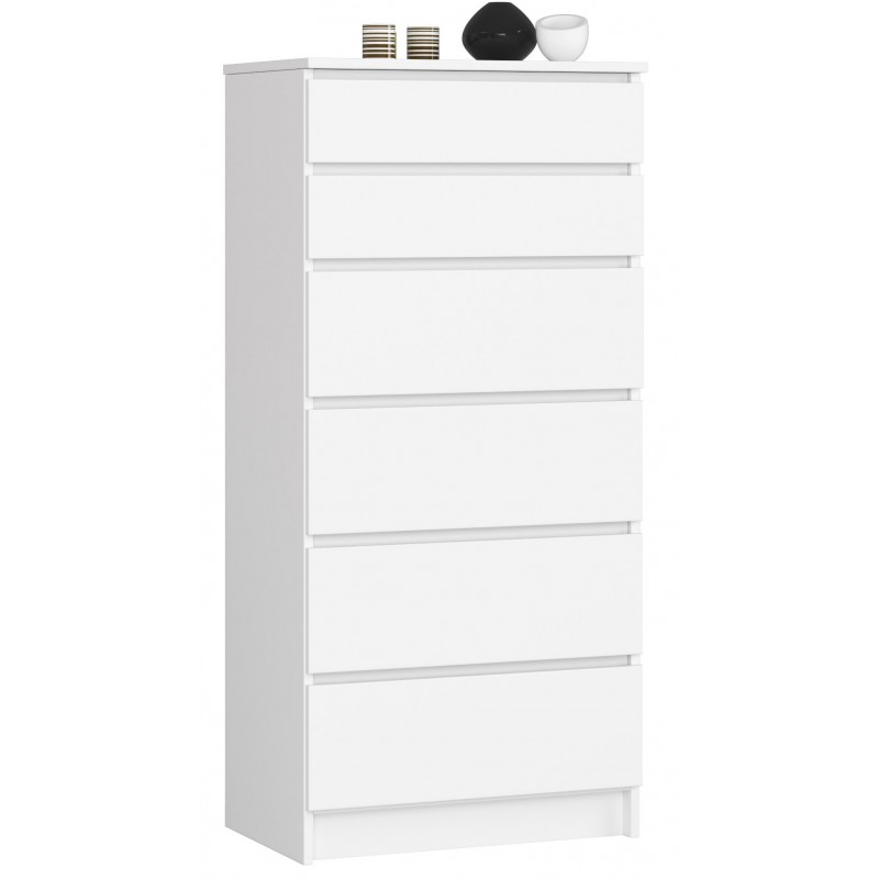 Akord FABRYKA MEBLI KOMODA K60 6 SZUFLAD BIAŁA OP0LK-6BIA005
