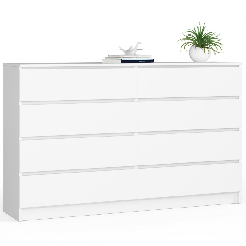 Komoda do salonu K 160 cm 8 szuflad - biała