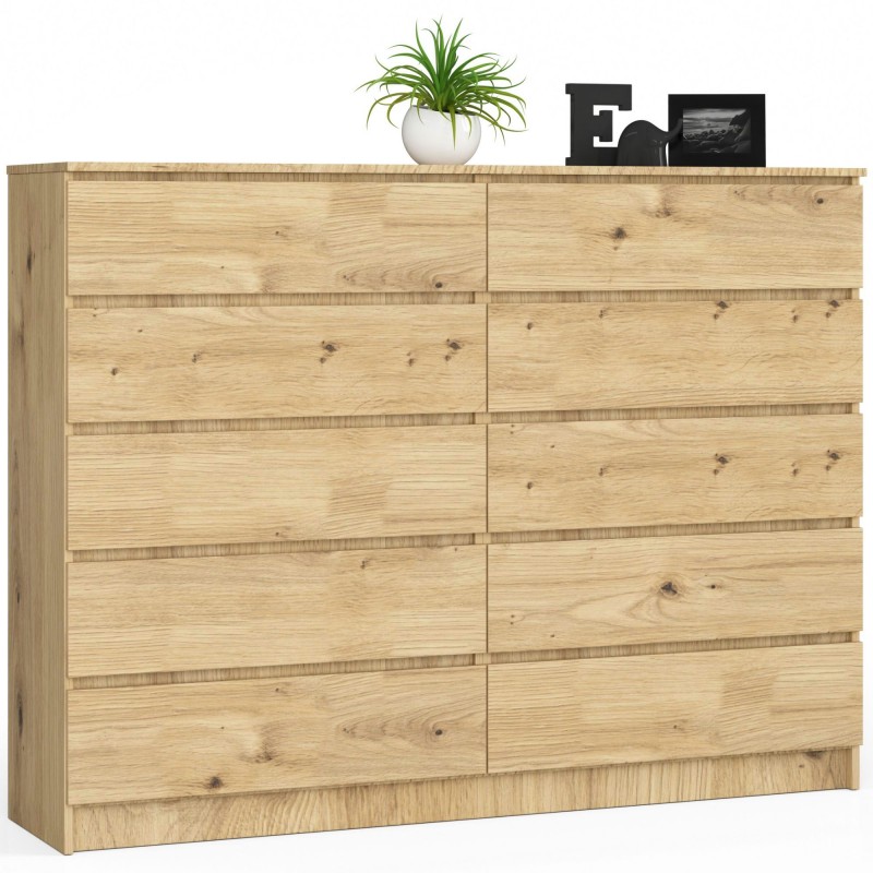 Komoda do salonu K 160 cm 10 szuflad - dąb artisan