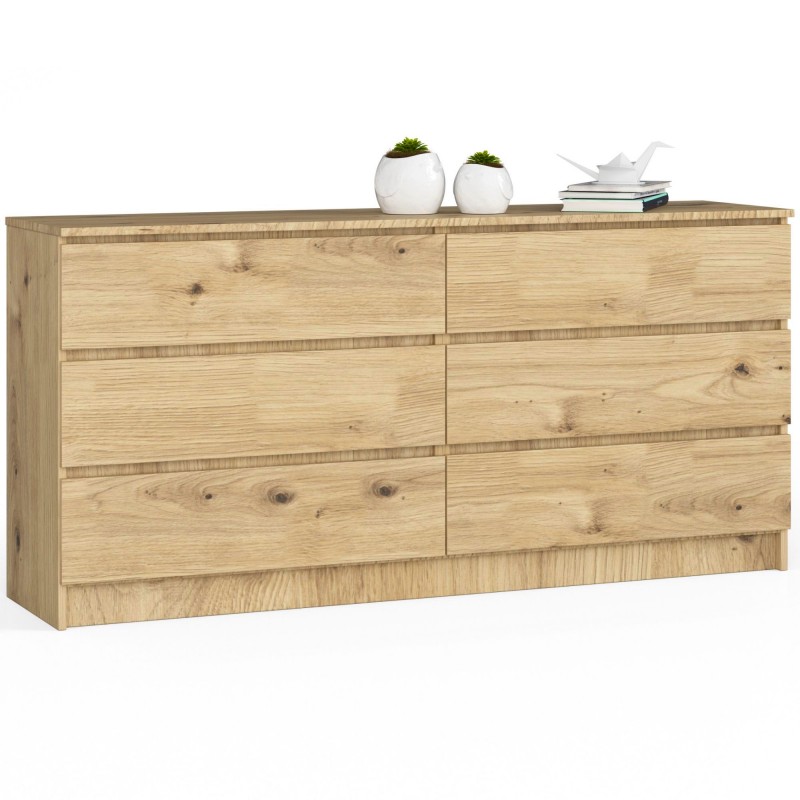 Komoda do salonu K 160 cm 6 szuflad - dąb artisan