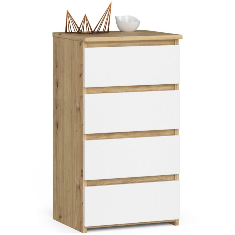 Komoda CL4 40 cm 4 szuflady - dąb artisan-biała