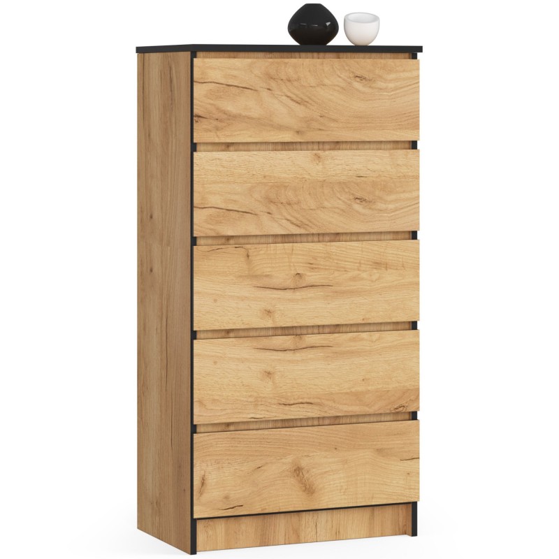 Komoda do salonu K 60 cm 5 szuflad - dąb craft
