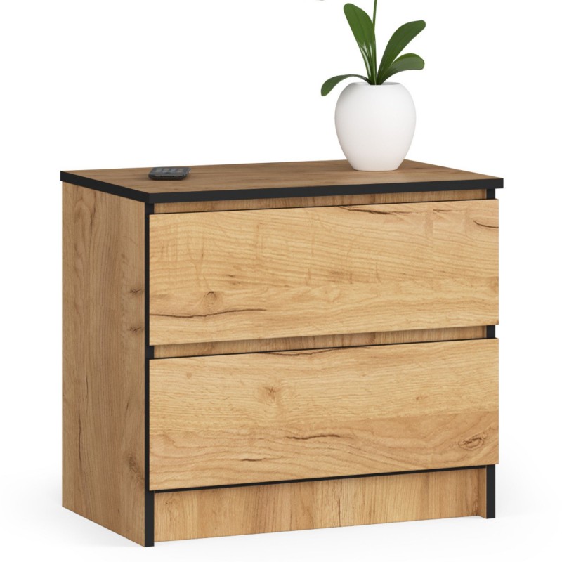 Szafka nocna K 60 cm 2 szuflady - dąb craft