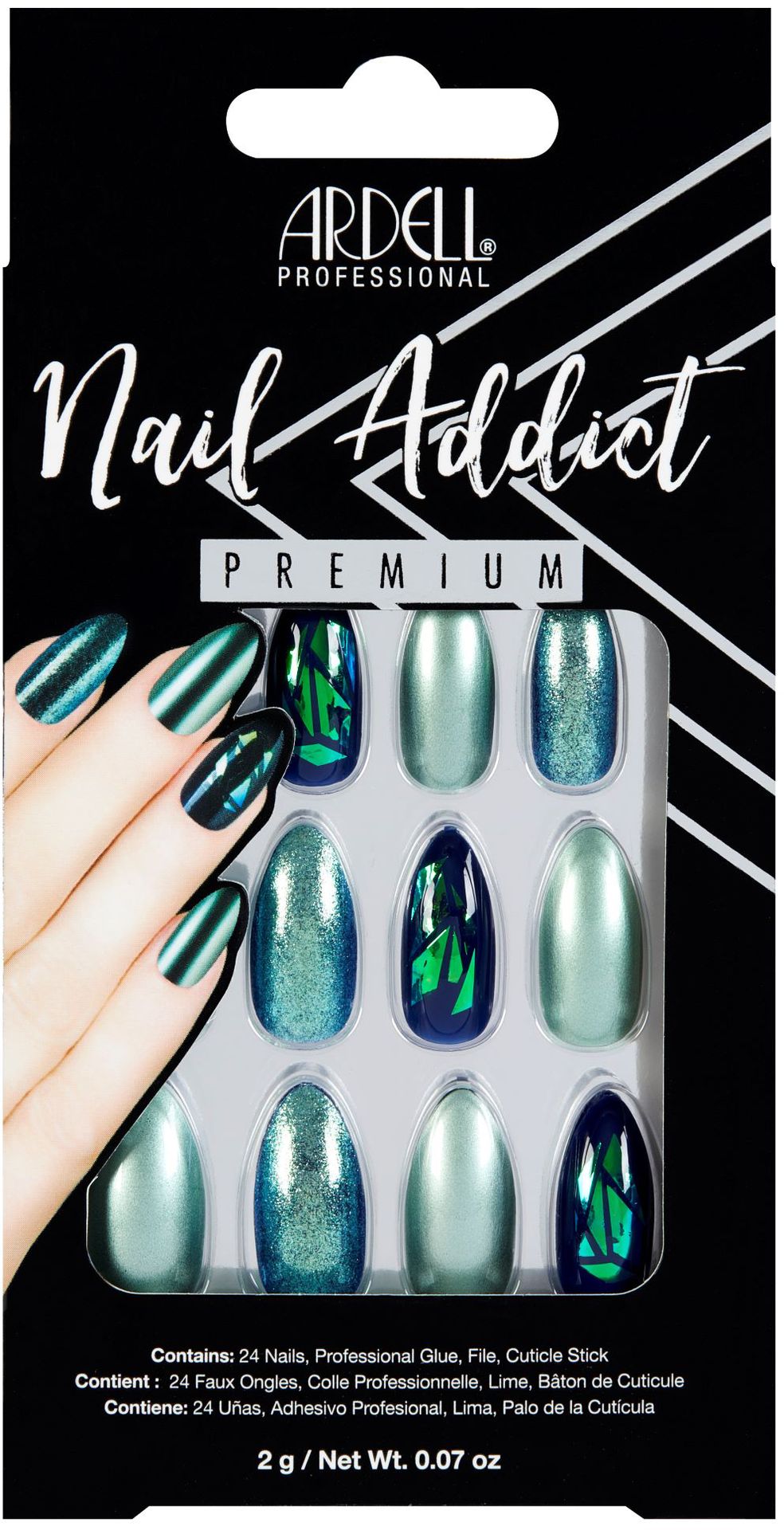 Ardell Nail Addict Premium zestaw zestaw Green Glitter Chrome