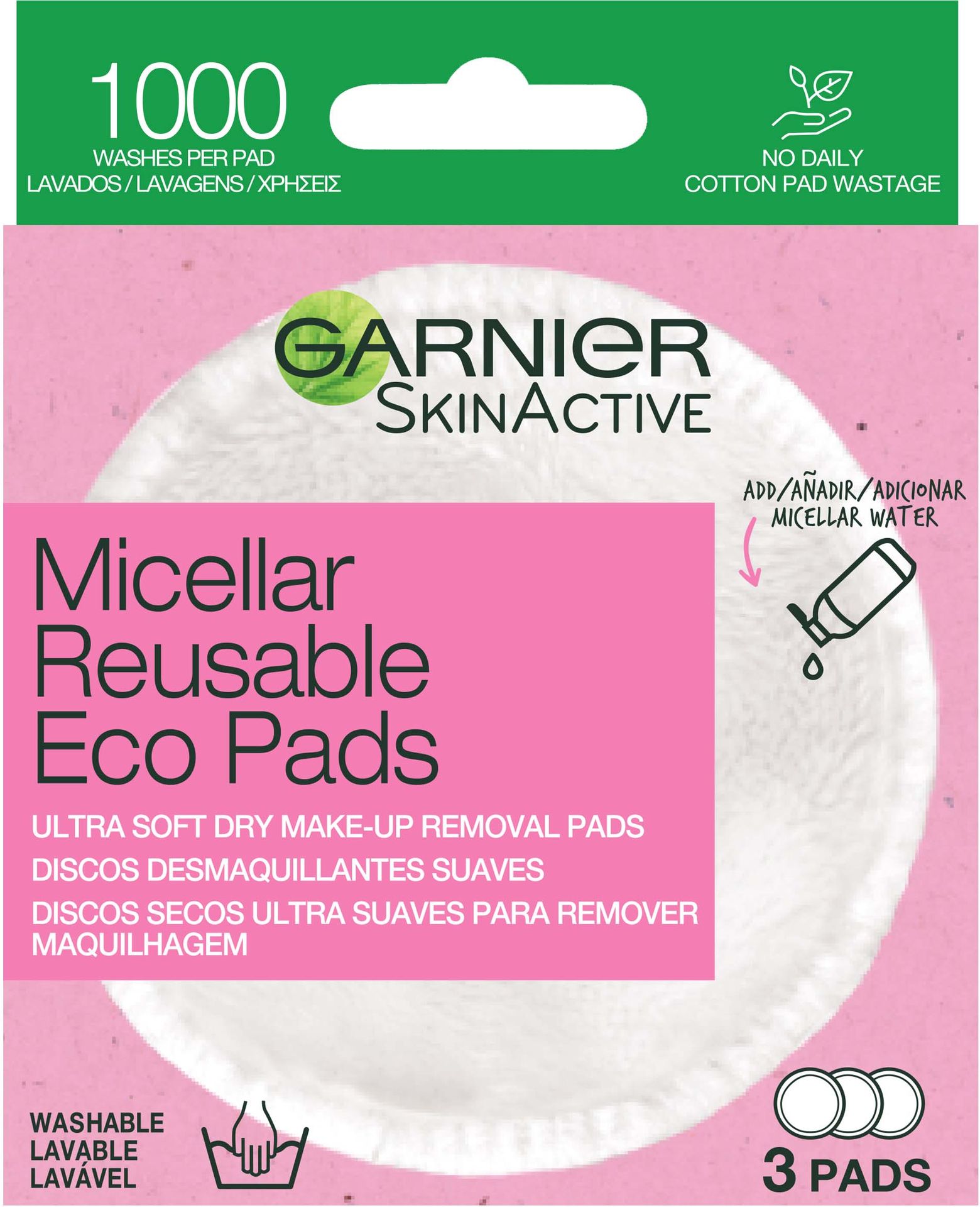 Garnier SkinActive Micellar Reusable Eco Pads Chusteczki do demakijażu 3szt 119004