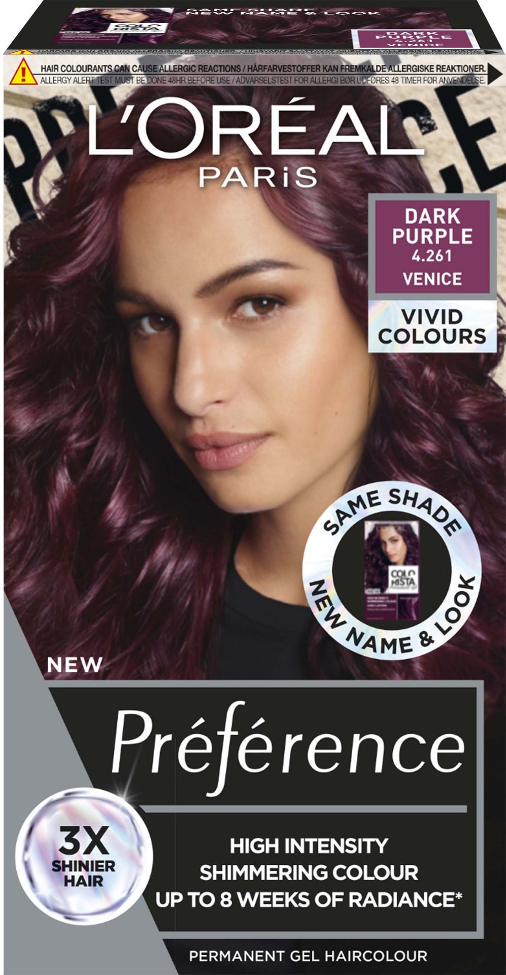 L'Oreal Paris Préférence Vivid Colors, trwała farba do włosów, 4.261 DARK PURPLE