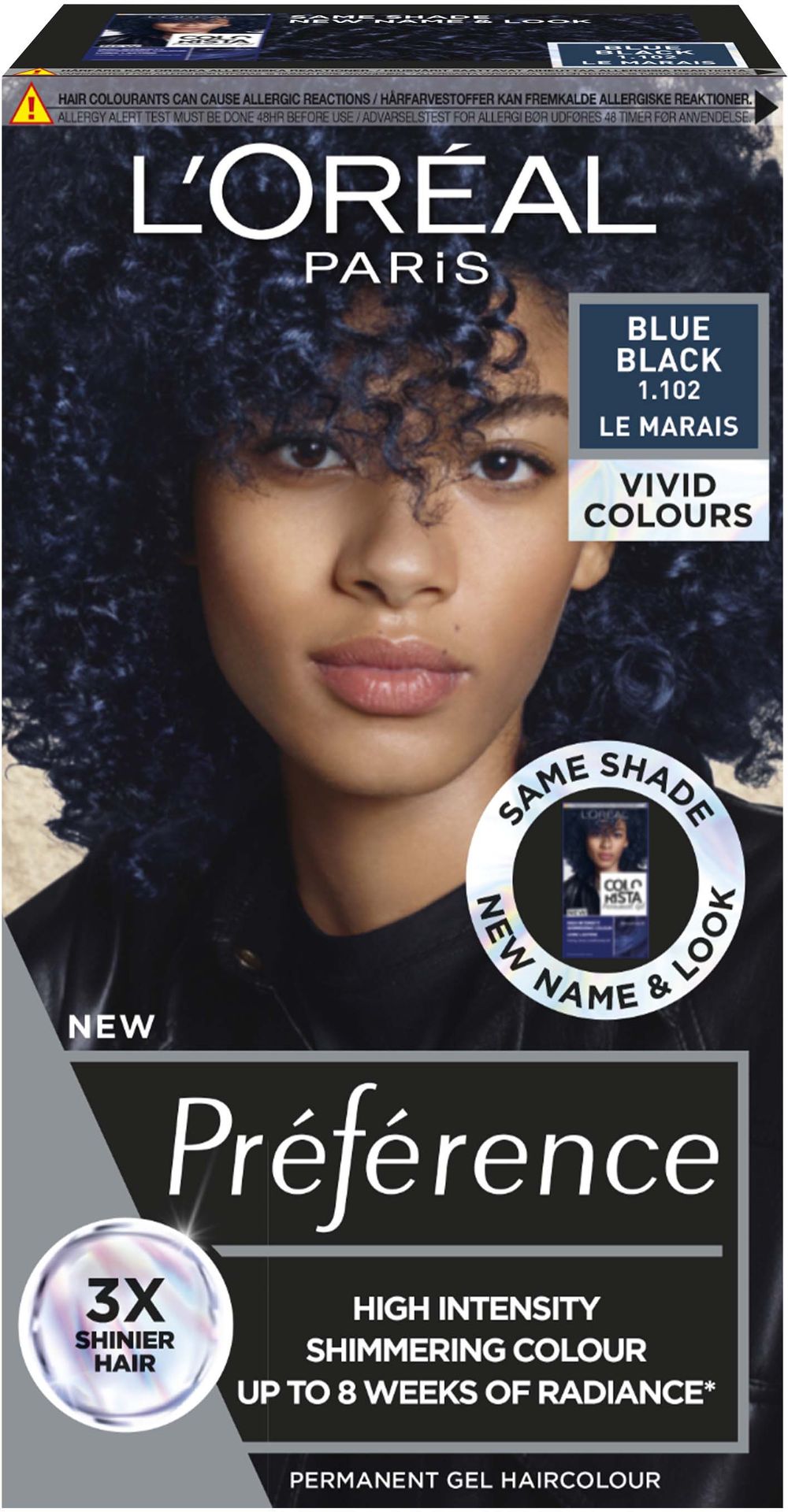 L'Oreal Paris Préférence Vivid Colors, trwała farba do włosów, 1.102 BLUE BLACK