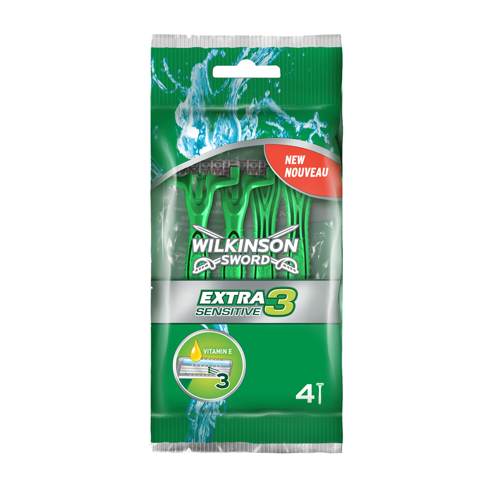 Wilkinson Sword Extra 3 Sensitive maszynki jednorazowe Vitamin E 4 szt