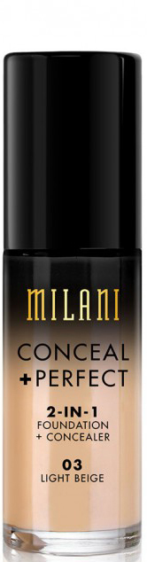 MILANI MILANI - CONCEAL + PERFECT - 2-IN-1 FOUNDATION+CONCEALER - Podkład kryjący do twarzy - 03 LIGHT BEIGE MILPDTW-DOTW-02