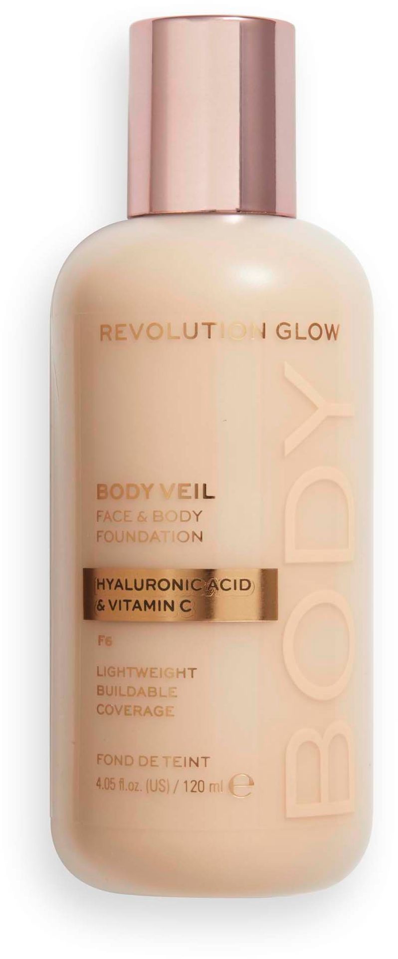 Makeup Revolution Body Face & Body Foundation) Make up Body Veil Face & Body Foundation) 120 ml Cień F6)