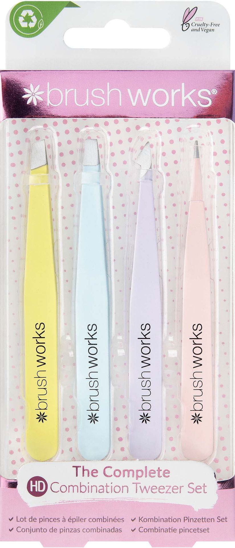Brushworks HD 4 PIECE COMBINATION TWEEZER SET MIXED 4.0 szt.