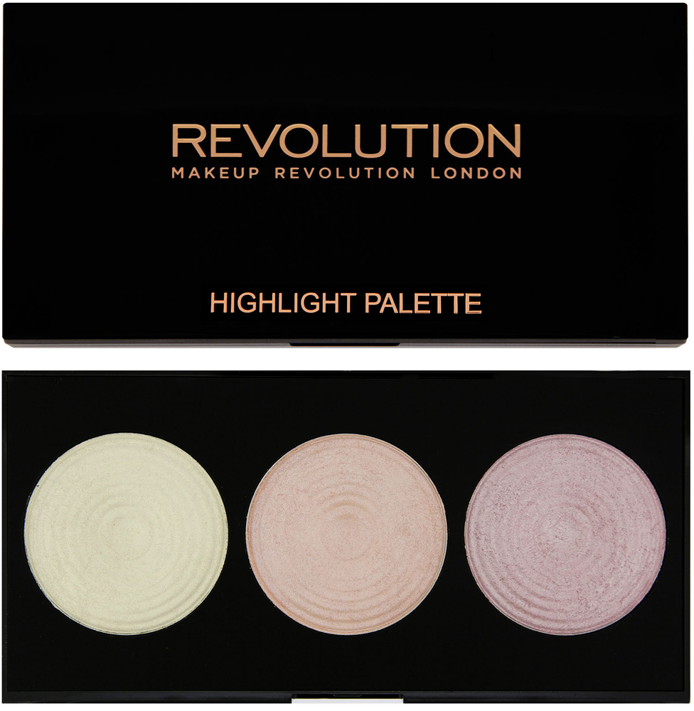 REVOLUTION Makeup paleta pudrów rozświetlających Highlight 3szt