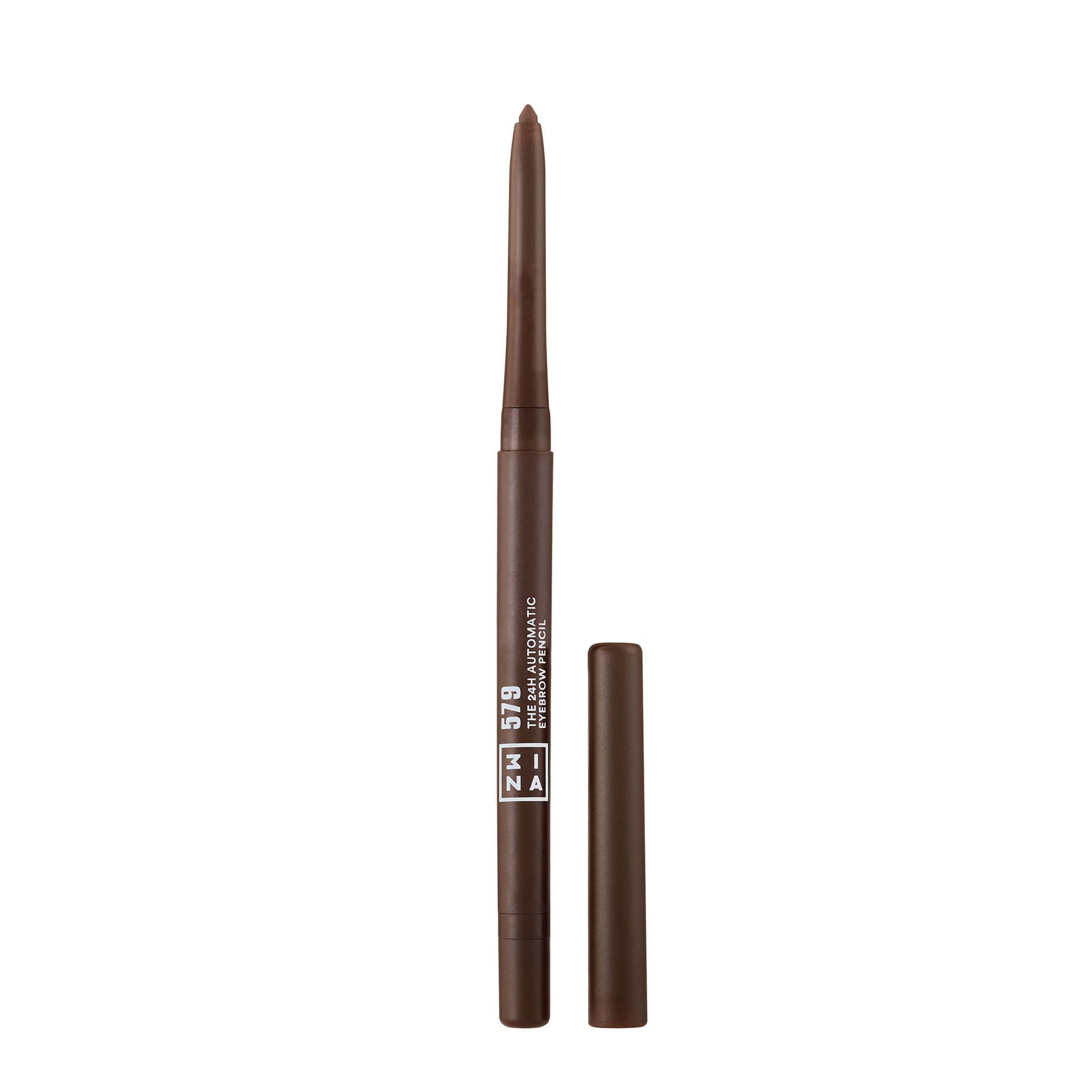 3ina 3INA Makeup  wegański  Cruelty Free  The 24h Automatic Eyebrow Pencil 579  kredka do brwi  Longwear  naturalne wykończenie  wodoodporny  w zestawie pędzel do brwi  ciemnobrązowy