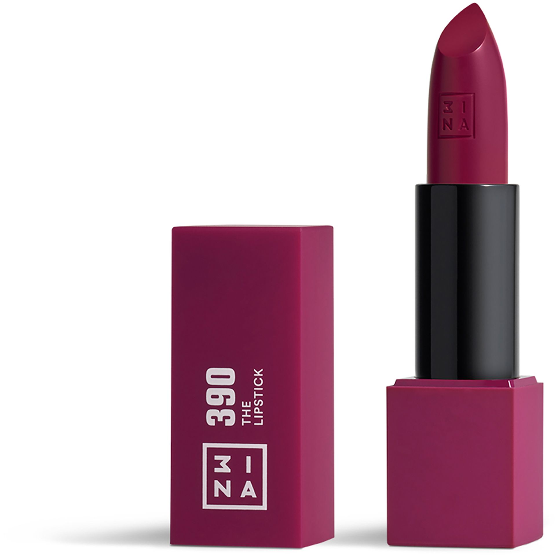 3ina 3INA MAKEUP - Vegan - Cruelty Free - The Lipstick 390 - Ciemny fiolet - wysokie krycie z wygodną teksturą - Pomadka z magnetyczną nasadką - 5h Czas trwania - Wysoko napigmentowane odcienie