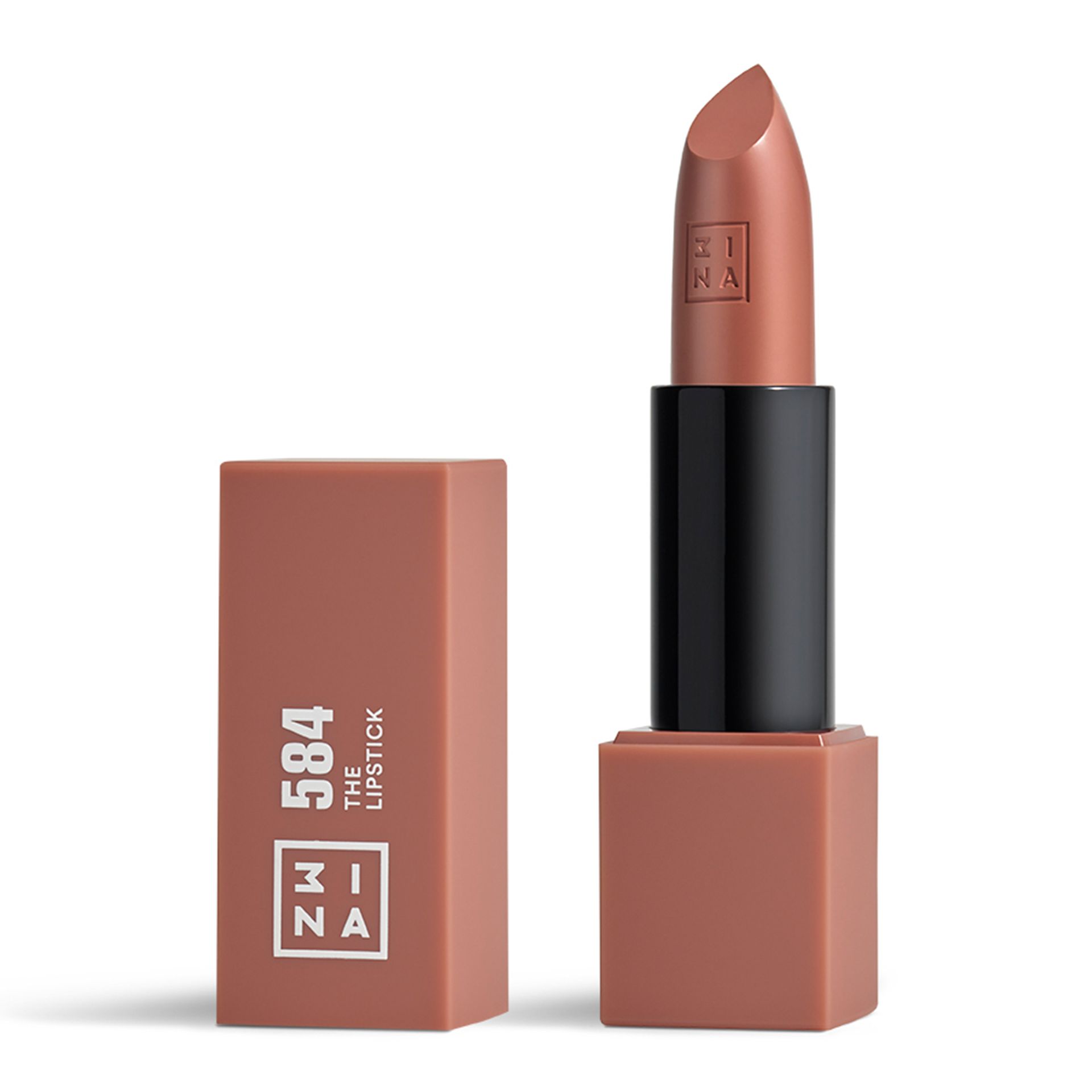3ina 3INA Makeup  Vegan  Cruelty Free  The Lipstick 584  długo utrzymująca się szminka  matowa pomadka do ust  matowa  nakrapiany  kolor brązowy, błyszczący