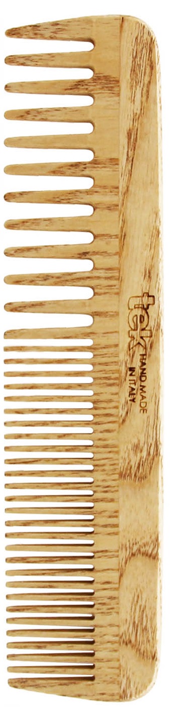 Tek Drewniany grzebień do włosów z grubymi i średnimi drewnianymi zębami