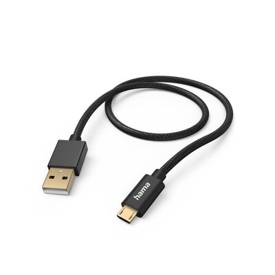 Hama Fabric USB-A - microUSB (czarny)