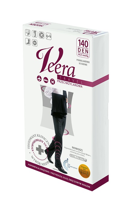 Veera Silver Podkolanówki uciskowe dla mężczyzn for man Travel 140 DEN L Czarny |   NN-SVE-OWDC-003