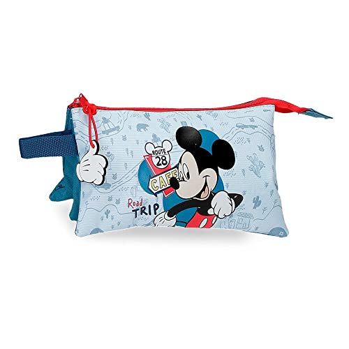 Disney Mickey Road Trip Etui Triple Niebieski 22x12x5 cms Poliester, niebieski, Estuche Triple, Potrójne etui