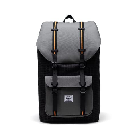 HERSCHEL 10014-05722 HERSCHEL LITTLE AMERICA BLACK GRID/GARGOYLE/SUN ORANGE Unisex - Dorosły Plecak Jeden rozmiar, Czarna siatka/Gargoyle/Sun Orange, Taglia Unica, plecak