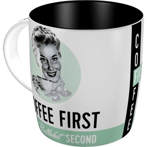 Nostalgic-Art 43024 Say it 50's Coffee First kubek ceramiczny, kolorowy 43024
