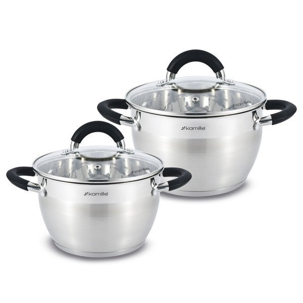 Komplet garnków KAMILLE, srebrny, 4 elementowy