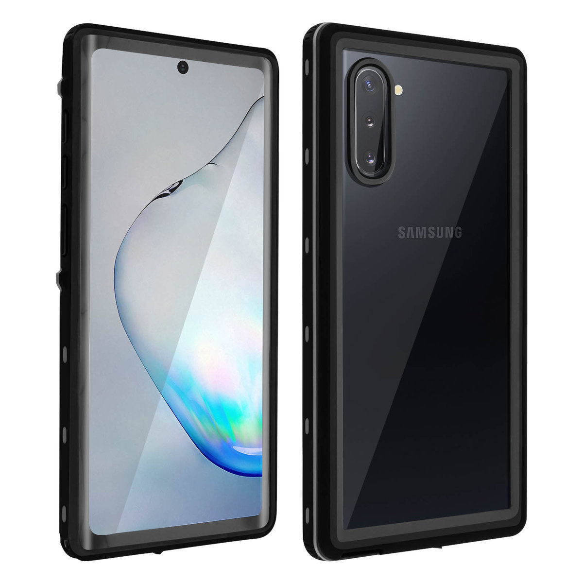 Etui Ochronne Samsung Galaxy Note 10 Plus Wodoodporne Zabezpieczenie Ekranu Czarne