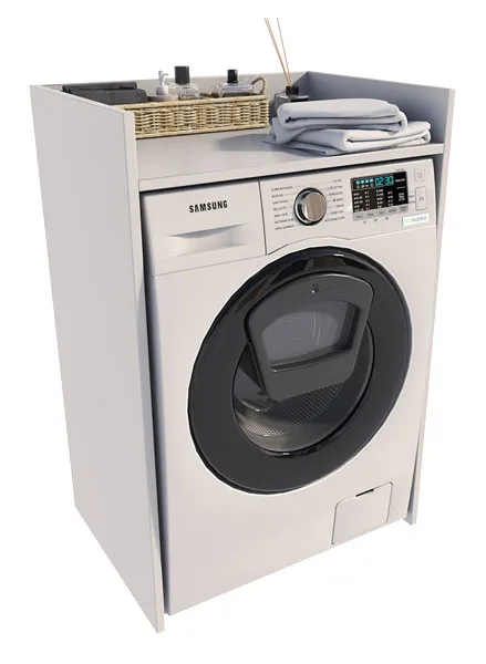 Biała minimalistyczna szafka na pralkę H8-W10