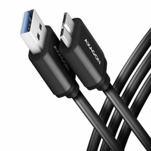 Kabel BUMM3-AM10AB Micro-B USB USB-A 3.2 Gen 1, 1m, 3A, ALU, PVC Czarny