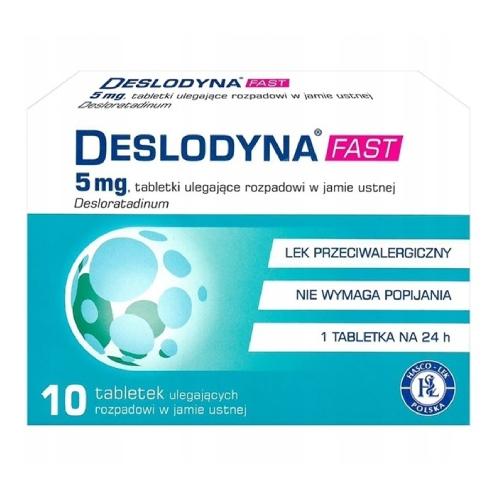 Deslodyna Fast 5 mg, 10 tabletek ulegających rozpadowi w jamie ustnej