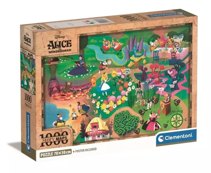 Puzzle 1000 Compact Disney Maps Alice - Clementoni