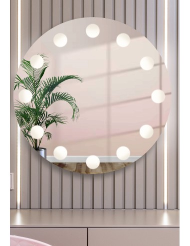 Okrągłe lustro do toaletki z podświetleniem LED - HOLLYWOOD, Dostępne wymiary: Średnica 70cm