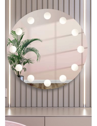 Okrągłe lustro do toaletki z podświetleniem LED - HOLLYWOOD, Dostępne wymiary: Średnica 90cm