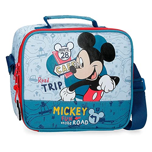 Disney Mickey Road Trip Neceser Adaptable Obudowa na messenger Niebieski 23x20x9 cms Poliester, niebieski, Neceser Adaptable con Bandolera, kosmetyczka z paskiem na ramię