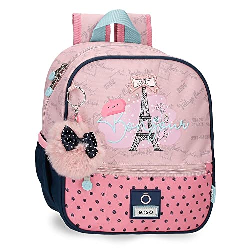 Enso Bonjour Plecak dziecięcy z wózkiem Różowy 23x25x10 cms Poliester 5,75L, Różowy, Mochila Preescolar con Carro, Plecak przedszkolny z wózkiem