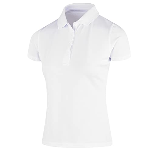 Island Green Damska koszulka polo IGTS1851 Golf Essentials damska Comfort Fit Stretch Oddychająca Golf Sports Micro Pique, biała, UK 8
