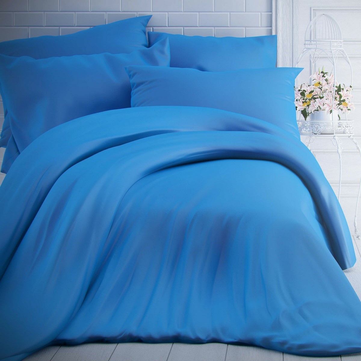 Kvalitex Pościel bawełniana niebieska, 220 x 200 cm, 2 szt. 70 x 90 cm, 220 x 200 cm, 2 szt. 70 x 90 cm