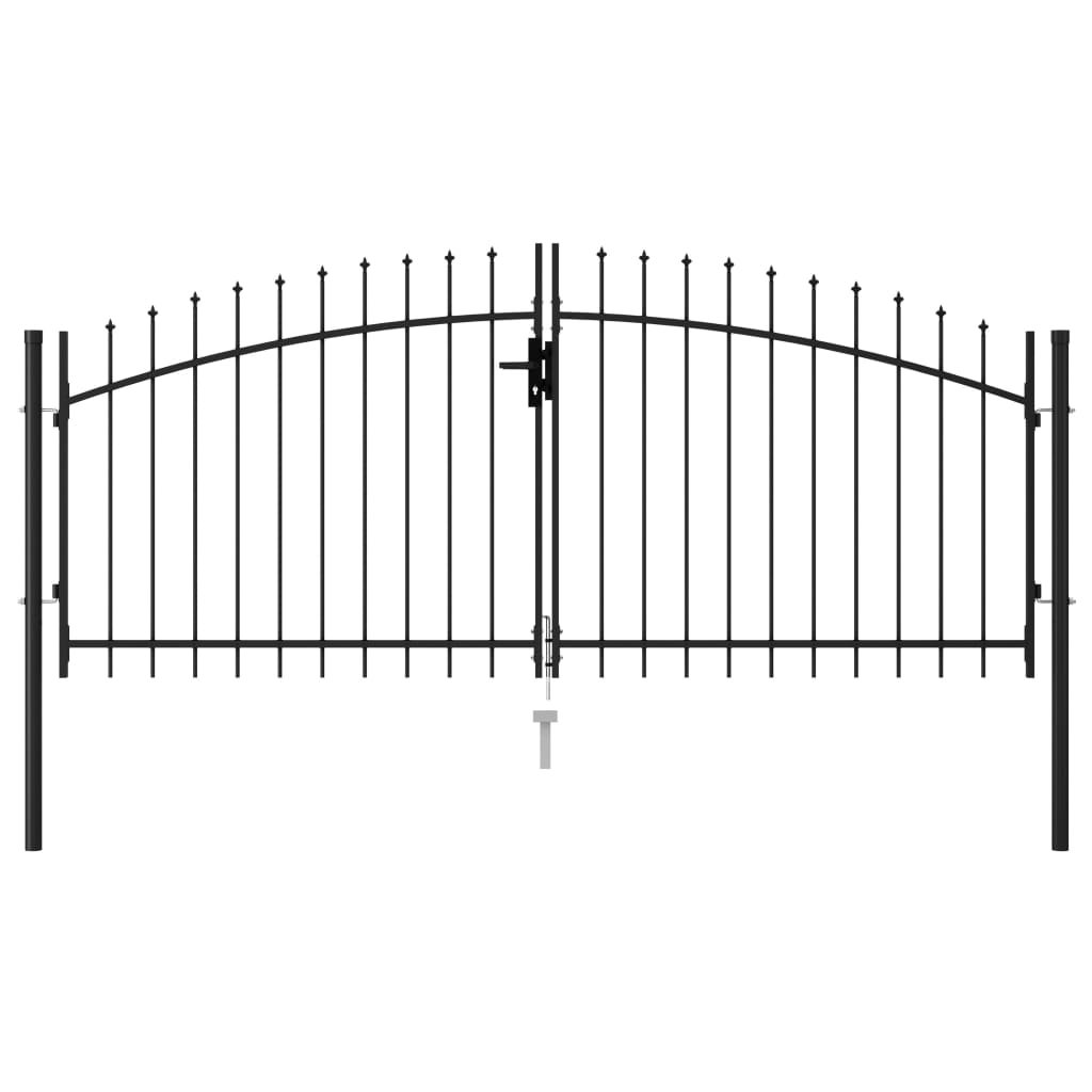 vidaXL Brama dwuskrzydłowa z grotami, stalowa, 3x1,25 m, czarna