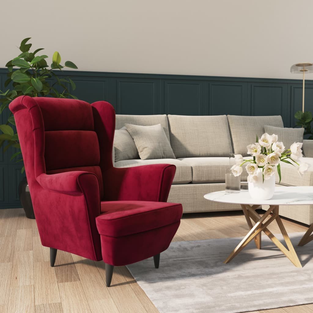 vidaXL Lumarko Fotel w kolorze winnej czerwieni, aksamitny 324064