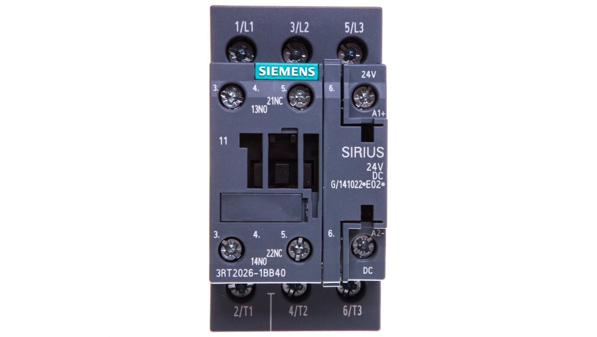 Siemens Contactor.ac3:11kw 1no+1nc dc24v 3rt2026-1bb40 3RT2026-1BB40