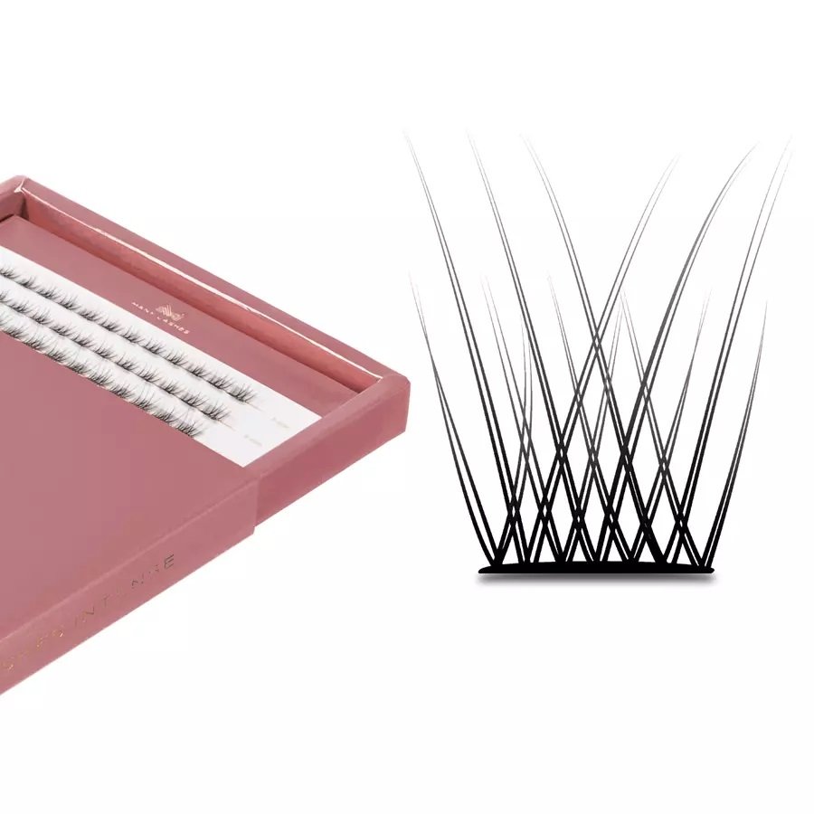 Manubeauty, Master Box V-Lashes Intense, Zestaw kępek rzęs do makijażu 8-14mm skręt C