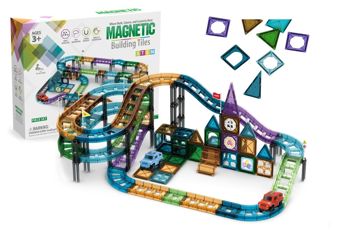 Kolejka Elektryczna Klocki Magnetyczne Zestaw 96El
