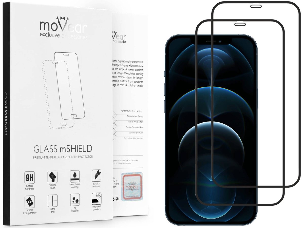 2 Szt. | moVear 2.5D Max Matt - Matowe Szkło Hartowane Do Apple Iphone 12 Pro Max (6.7