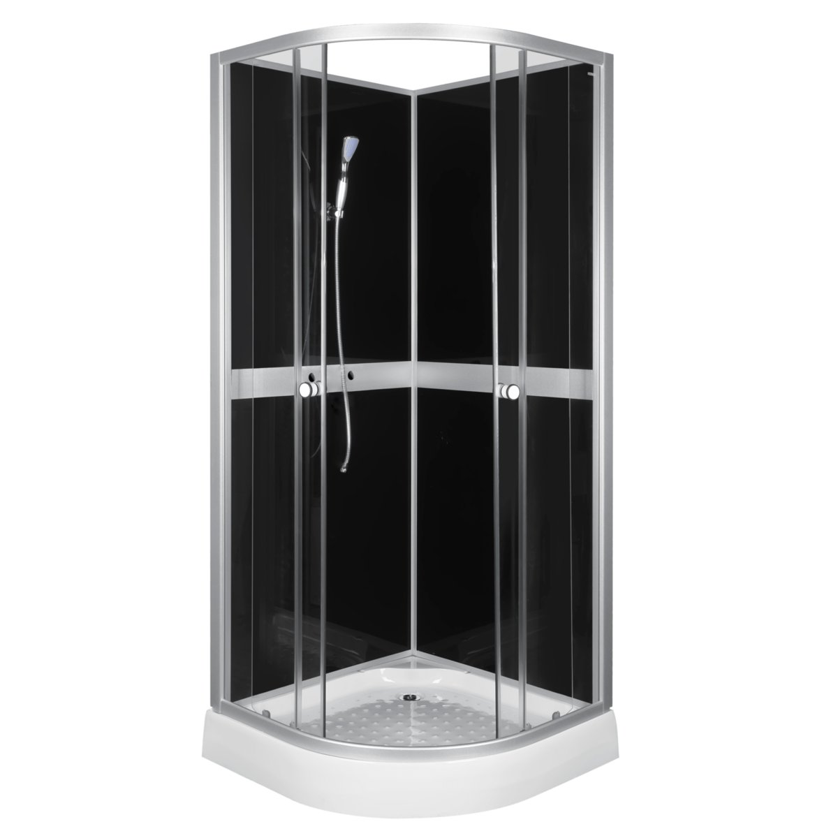 Novoterm Kabina natryskowa 80x80x210cm/4 mm z brodzikiem+bateria natryskowa, przyłączami do baterii,CLASSIC czarna Classic 80 Black+.Economico 4