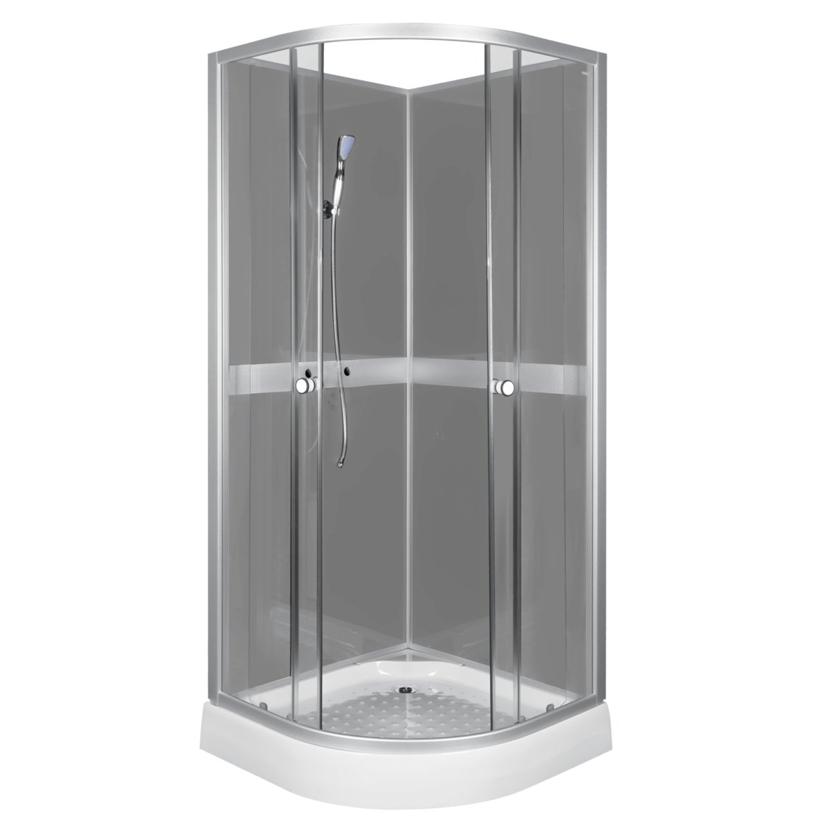 Novoterm Kabina natryskowa 80x80x210cm/4 mm z brodzikiem+bateria natryskowa ,CLASSIC szara Classic 80 Szara Gratis ECONOMICO EC 04