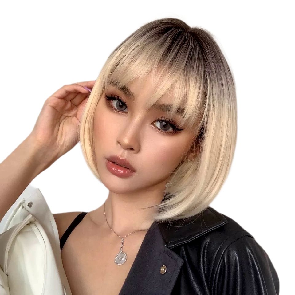 Peruka jasny blond krótki bob peruki Jak naturalna