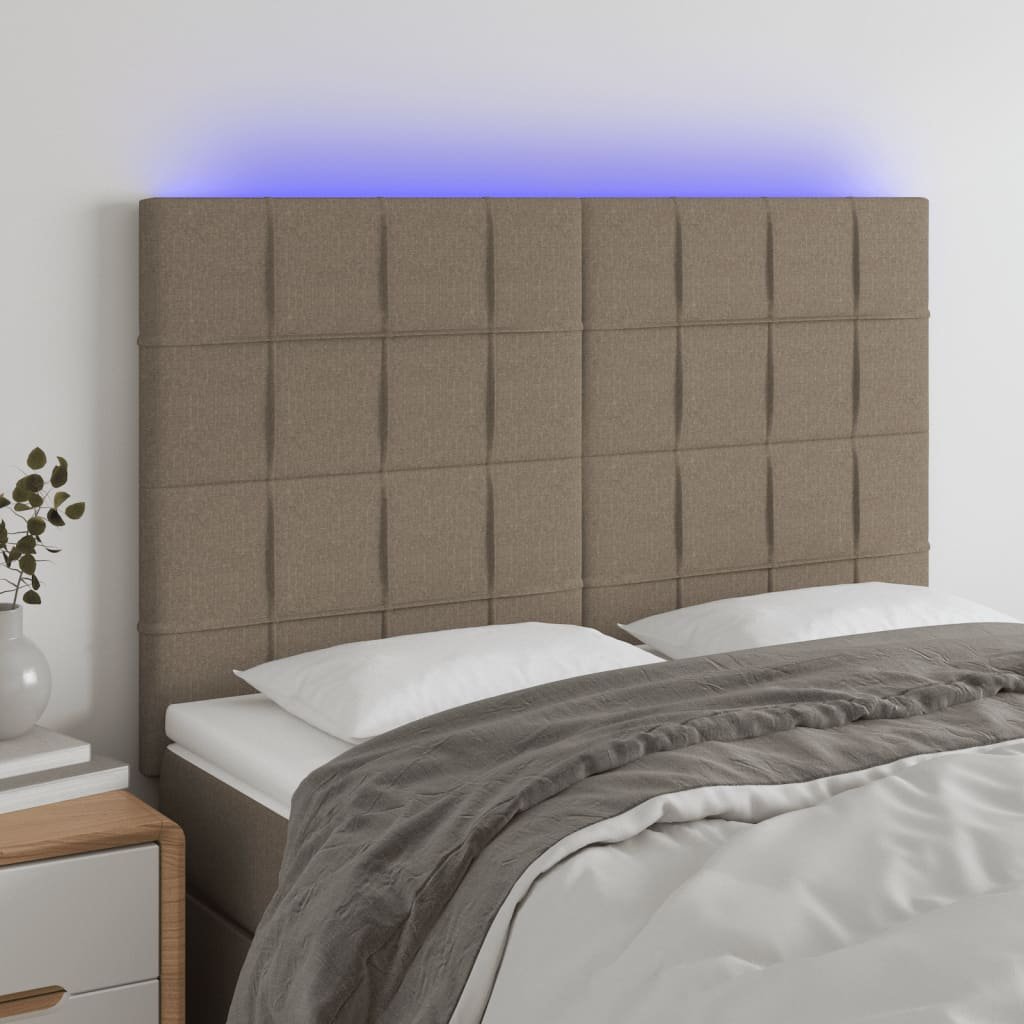 Lumarko Zagłówek do łóżka z LED, taupe, 144x5x118/128 cm, tkanina
