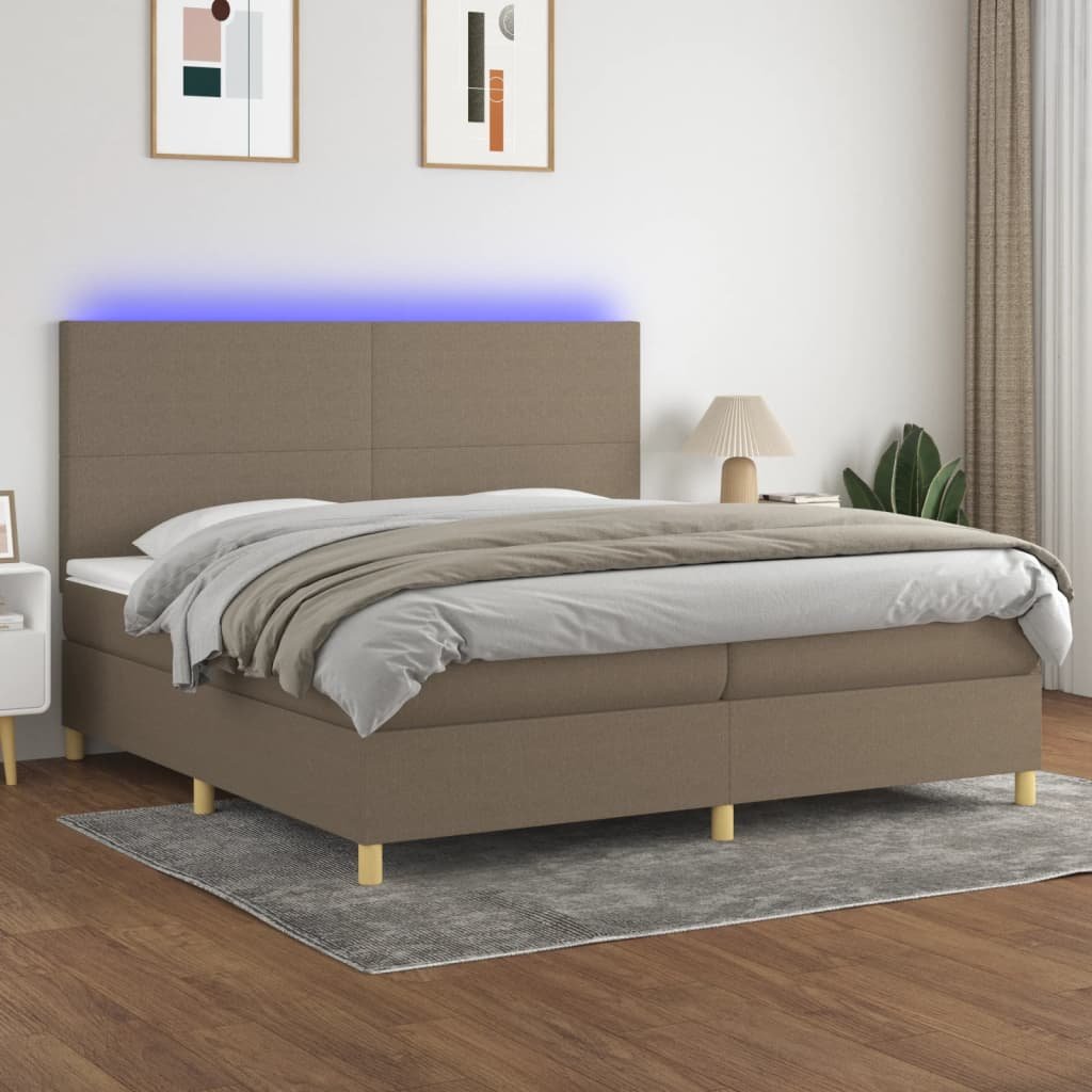 Lumarko Łóżko kontynentalne z materacem, taupe, 200x200 cm, tkanina