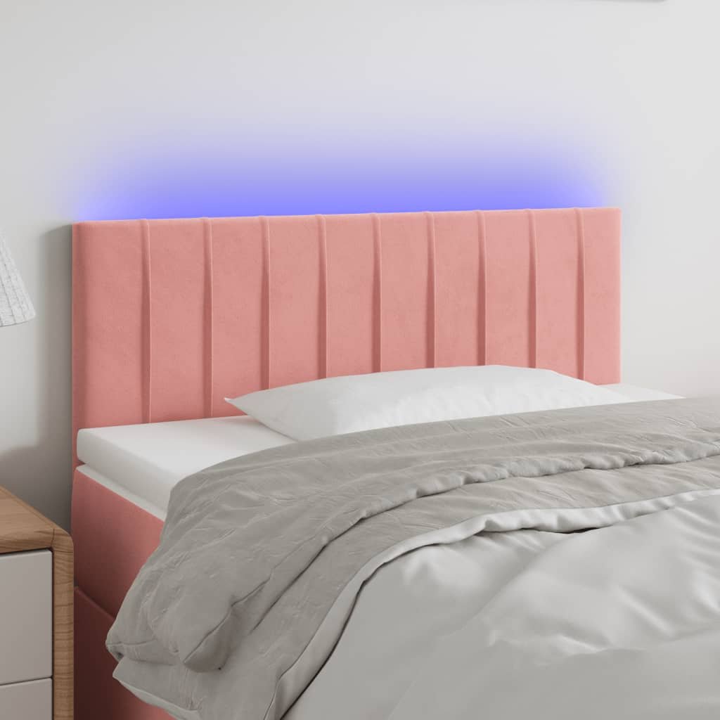 Zagłówek do łóżka z LED, różowy, 80x5x78/88 cm, aksamit Lumarko